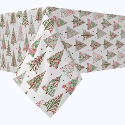 Fabric Textile Products, Inc. Rectangular Tablecloth, 100% Cotton, 60x104", Red & Green Christmas Tree Designs