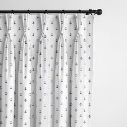 6ix Tailors Fine Linens Anchors Away Navy Pinch Pleat Drapery Panel Pair