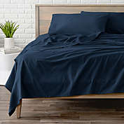 Bare Home Flannel Sheet Set 100% Cotton, Velvety Soft Heavyweight - Double Brushed Flannel - Deep Pocket (Dark Blue, Split King)