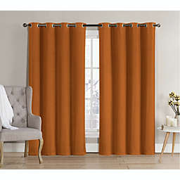 GoodGram 2 Pack  Hotel Thermal Grommet 100% Blackout Curtains - 52 in. W x 63 in. L, Orange