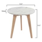 Alternate image 1 for The Bianco Collection Cherie 15" Round Italian Carrara White Marble Side Table with Oak Legs