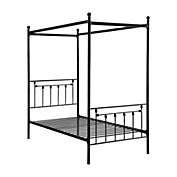 Lazzara Home Crsoby Black Metal Frame Twin Canopy Bed