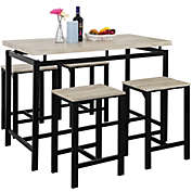 New Space Dining Table with 4 Chairs,5 Piece Dining Set with Counter and Pub Height
