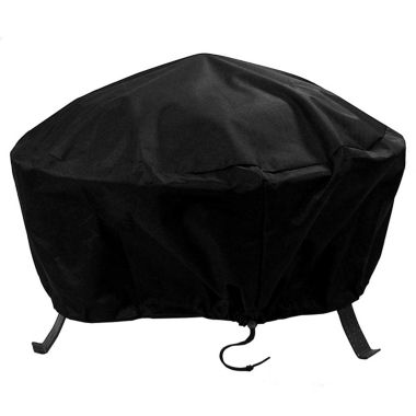 Sunnydaze Outdoor Heavy-Duty Weather-Resistant Vinyl PVC Round Fire Pit Cover with Drawstring Closure - 80" - Black. View a larger version of this product image.