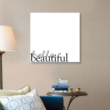 Great Big Canvas Hello Beautiful Love Textual Black Gray Wrapped Canvas Print Wall Artwork. View a larger version of this product image.