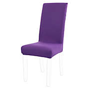 PiccoCasa Pure/Solid Dining Chair Covers, Stretch Bar Stool Slipcover Solid Classic Kitchen Chair Protector Spandex Short Chair Seat Cover for Home Decorative/Dining Room/Party/Wedding Purple