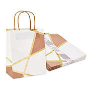 Sparkle and Bash Geometric Gift Bags with Handles for Wedding, Bridal Shower (Gold Foil, 8x10 In, 15 Pack)