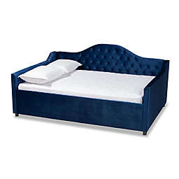 Baxton Studio Baxton Studio Perry Modern And Contemporary Royal Blue Velvet Fabric Upholstered And Button Tufted Queen Size Daybed - Royal Blue