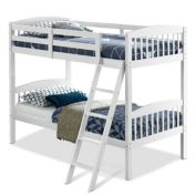 Slickblue Twin over Twin Wooden Bunk Bed with Ladder in White Wood Finish