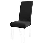 PiccoCasa Pure/Solid Dining Chair Covers, Stretch Bar Stool Slipcover Solid Classic Kitchen Chair Protector Spandex Short Chair Seat Cover for Home Decorative/Dining Room/Party/Wedding Black