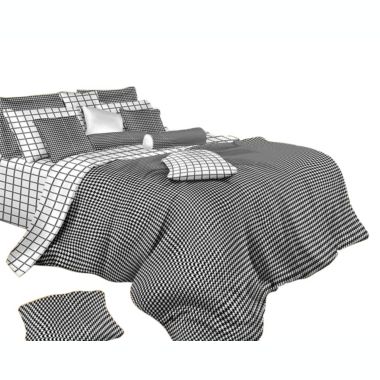 Dolce Mela Cotton King Size Duvet Cover Sheets Set - Black & White Check. View a larger version of this product image.