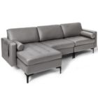 Alternate image 0 for Slickblue Modular L-shaped 3-Seat Sectional Sofa with Reversible Chaise and 2 USB Ports-Grey