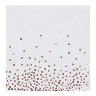 Blue Panda 50 Pack Disposable Rose Gold Polka Dot Napkins for Confetti Birthday Party Supplies, Baby Shower (6.5 x 6.5 In). View a larger version of this product image.