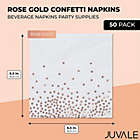Alternate image 1 for Blue Panda 50 Pack Disposable Rose Gold Polka Dot Napkins for Confetti Birthday Party Supplies, Baby Shower (6.5 x 6.5 In)