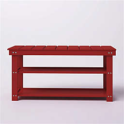 Slickblue Red Wooden 2-Shelf Shoe Rack Storage Bench for Entryway or Closet
