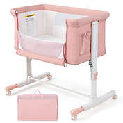 Gymax 3-in-1 Baby Bassinet Beside Sleeper Crib with 5-Level Adjustable Heights