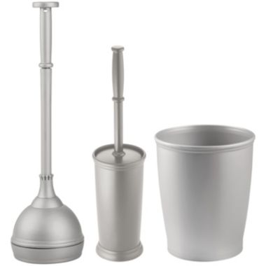 mDesign 3 Piece Plastic Bathroom Storage and Cleaning Accessory Set, Bronze. View a larger version of this product image.