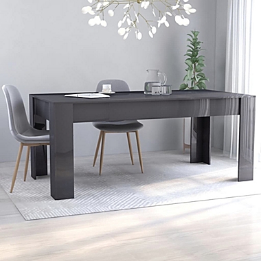 vidaXL Dining Table High Gloss Gray 70.9"x35.4"x29.9" Chipboard. View a larger version of this product image.