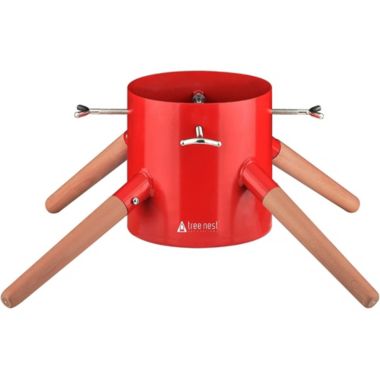 Tree Nest Christmas Tree Stand Base Modern Metal Holder for 8ft Real Tree, Medium, Red. View a larger version of this product image.