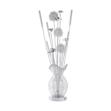 Lazzara Home Noura 35.5 in. Chrome Table Lamp with Filament Styled Flowers. View a larger version of this product image.