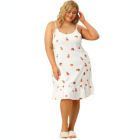 Alternate image 2 for Agnes Orinda Women's Plus Size Sleep Dress Suspender Fruit Ruffle Hem Above the Knee Nightgown, Polyester Sleepwear Sleepshirt Nightdress Loose Fit Gown Dress, White, 1X