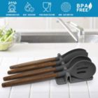 Alternate image 3 for Zulay Kitchen Silicone Utensil Rest with Drip Pad - Shade Grey