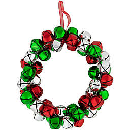 Northlight Red, Green, and Silver Jingle Bell Christmas Wreath, 9-Inch, Unlit