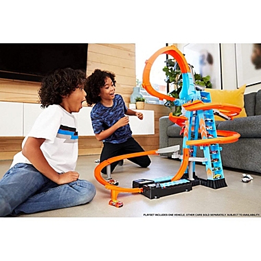 Hot Wheels Sky Crash Tower Track Set, 2.5 ft High w/ Motorized Booster & 1 Hot Wheels Vehicle. View a larger version of this product image.