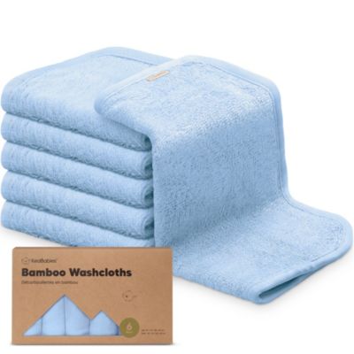 KeaBabies 6pk Baby Washcloths, High Absorbent and Soft Baby Towels and Washcloths, Baby Bath Towel (Bravo Blue)