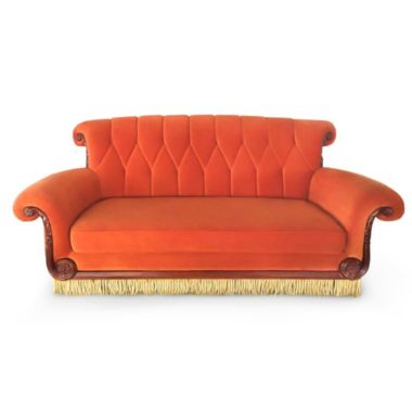 Friends Central Perk Coffee Shop 3-Seater Couch Authentic Replica Upholstered Orange Sofa For Living Room, Guest Room, Media Room 90 x 41 x 43 Inches. View a larger version of this product image.