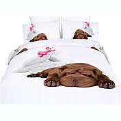 Dolce Mela Twin Size Duvet Cover Sheets Set -  Sleepy Dog