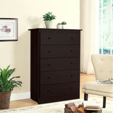 Hivago Functional Storage Organized Dresser with 5 Drawer-Dark Brown. View a larger version of this product image.