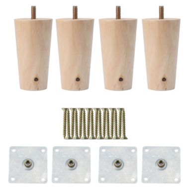 Unique Bargains Set of 4 Solid 4 Inch Round Wood Furniture Legs for Sofa Couch Chair Table Desk Closet Cabinet Feet Replacement Adjuster. View a larger version of this product image.