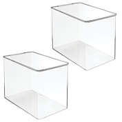 mDesign Plastic Stackable Closet Storage Bin Box with Lid, 2 Pack