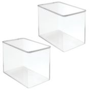 mDesign Plastic Stackable Closet Storage Bin Box with Lid, 2 Pack