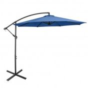 Costway 10FT Offset Umbrella with 8 Ribs Cantilever and Cross Base Tilt Adjustment-Blue