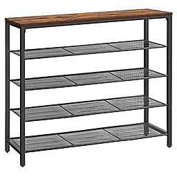 VASAGLE INDESTIC Shoe Rack, Shoe Organizer for Closet with 4 Mesh Shelves and Large Top for Bags, Entryway Hallway Shoe Shelf, Steel Frame, Industrial, Rustic Brown and Black