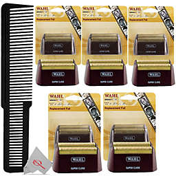 Wahl Five Packs  5 star Series Red Replacement Foil #7031-200 with Styling Flat Top Comb