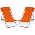Alternate image 0 for Costway Portable Beach Chair Set of 2 with Headrest -Orange