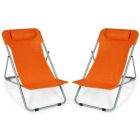 Alternate image 1 for Costway Portable Beach Chair Set of 2 with Headrest -Orange