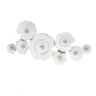 HomeRoots Home Decor Angelic White Metal Lily Pad Wall Decor - 321293. View a larger version of this product image.