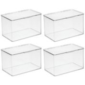 mDesign Plastic Stackable Toy Storage Bin Box with Lid, 5" High, 4 Pack