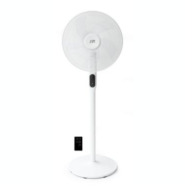 Sunpentown 16" DC-Motor Energy Saving Stand Fan with Remote and timer-Piano, White. View a larger version of this product image.
