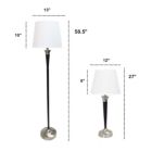Alternate image 2 for Lalia Home Perennial Modern Sonoma 3 Piece Metal Lamp Set (2 Table Lamps, 1 Floor Lamp) For Living Room, Bedroom, Home Decor With White Tapered Drum Fabric Shades With Malbec Black And Brushed Nickel Finish