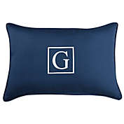Outdoor Living and Style 20" Navy Blue and White Embroidered Monogram "G" Rectangular Lumbar Pillow