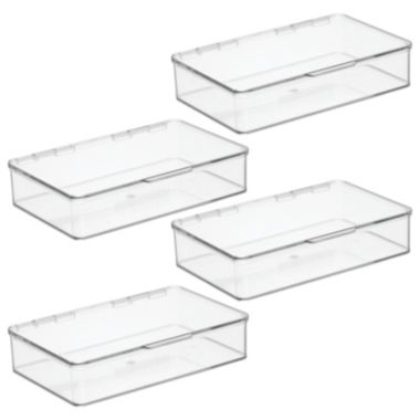 mDesign Stackable Closet Shoe Storage Bin Box with Lid, Clear, 4-Pack. View a larger version of this product image.