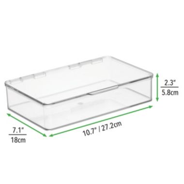 mDesign Stackable Closet Shoe Storage Bin Box with Lid, Clear, 4-Pack. View a larger version of this product image.
