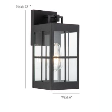 ELE Light & Decor Amara Black Outdoor Hardwired Wall Lantern Sconce with No Bulbs Included. View a larger version of this product image.