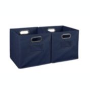 Niche Cubo Set of 2 Foldable Fabric Storage Bin with Built-in Chrome Handles - Blue