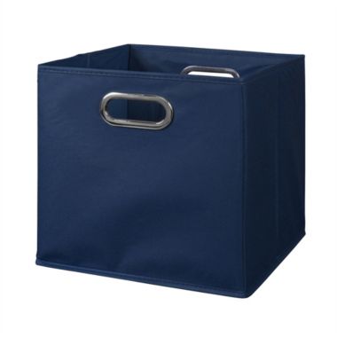 Niche Cubo Set of 2 Foldable Fabric Storage Bin with Built-in Chrome Handles - Blue. View a larger version of this product image.